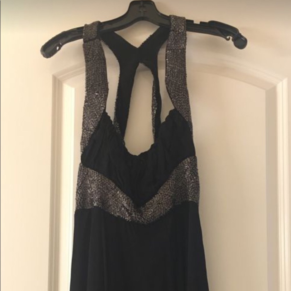 Black layered chiffon beaded party dress size 4